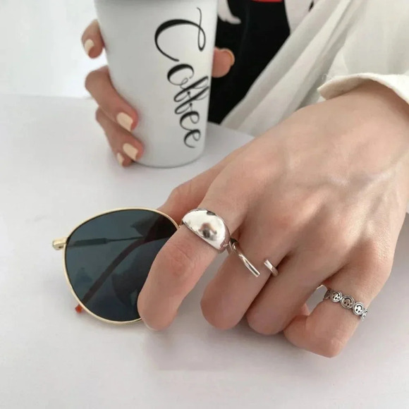 Minimalist 925 Sterling Silver Dome Ring Thick Chunky Statement Modern Ring - Picture 3 of 9